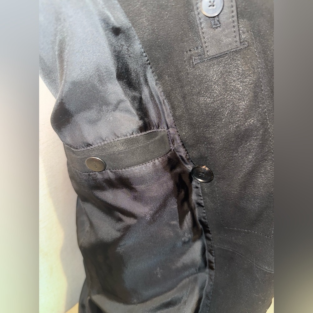 John Varvatos EUC Men's Size Eu 48 US 38 Black Double-Breasted Sheepskin Blazer - Picture 8 of 16